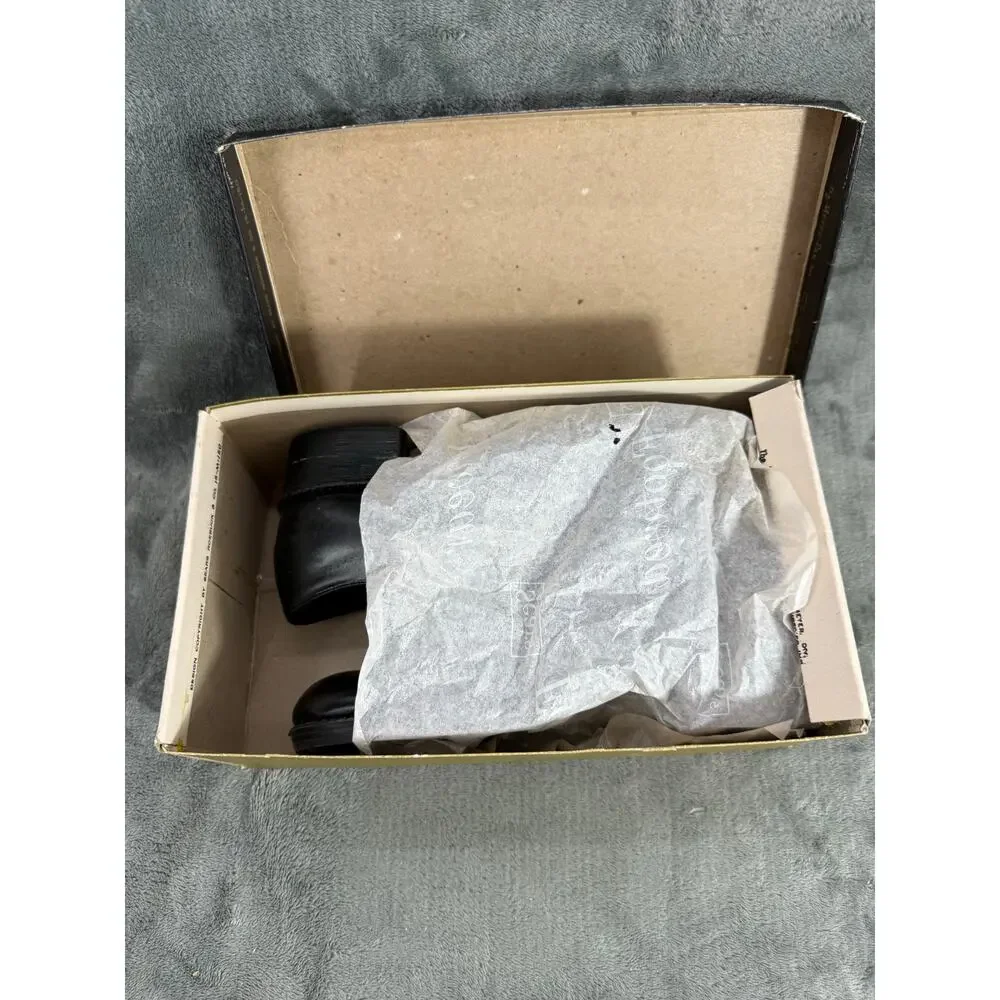 Vintage Sears Black Leather Cap Toe Oxford Kids Size 6.5D with Original Box